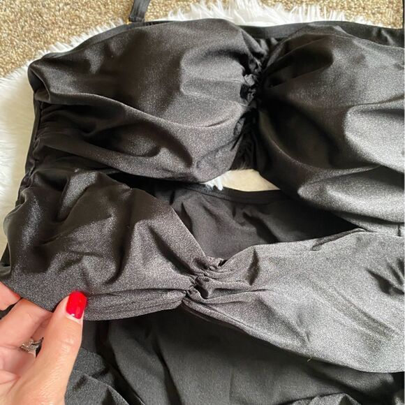 Sea by Monif C. One Piece Swimsuit Cutout Front Black New Womens Plus Size 24W - Picture 3 of 10